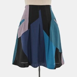 PIAZZA SEMPIONE Womens Skirt IT 40 US 4 Color Block Cotton‎ Lined Italy Designer